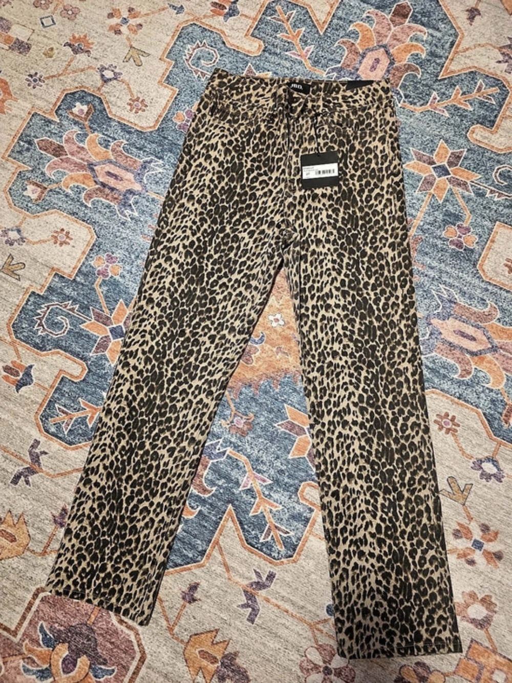 JBD Leopard Print Skinny Pants Brown Black Waist 27